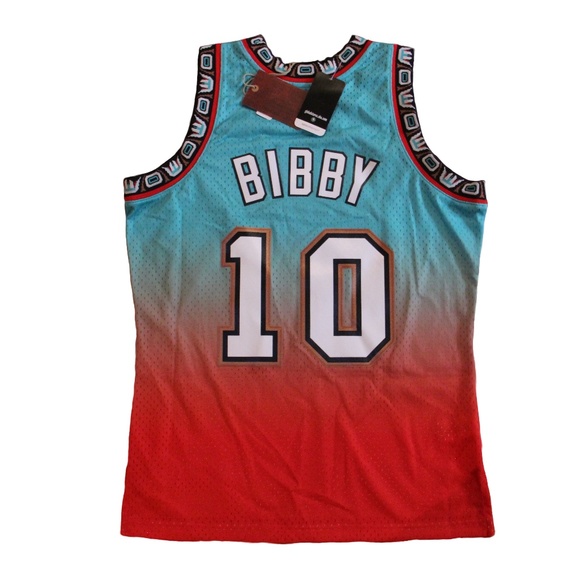 Mike Bibby #10 Vancouver Grizzlies 1998/99 Hardwood Fadeaway Red/Teal NBA Jersey - Picture 2 of 3